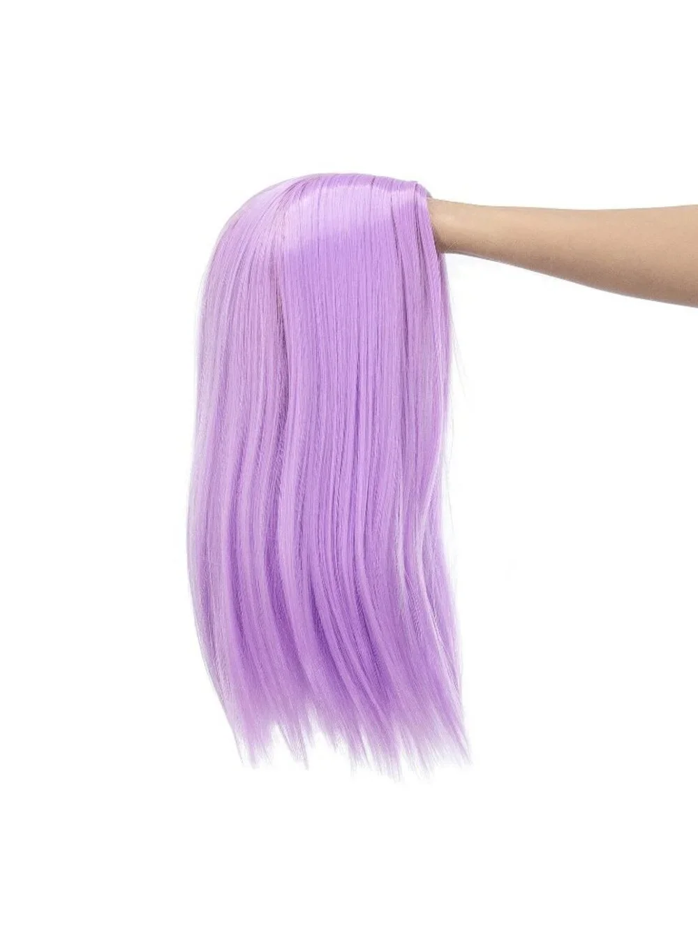 Women's 14 Inch Lilac Purple Wig Short Straight Middle Part Synthetic Heat